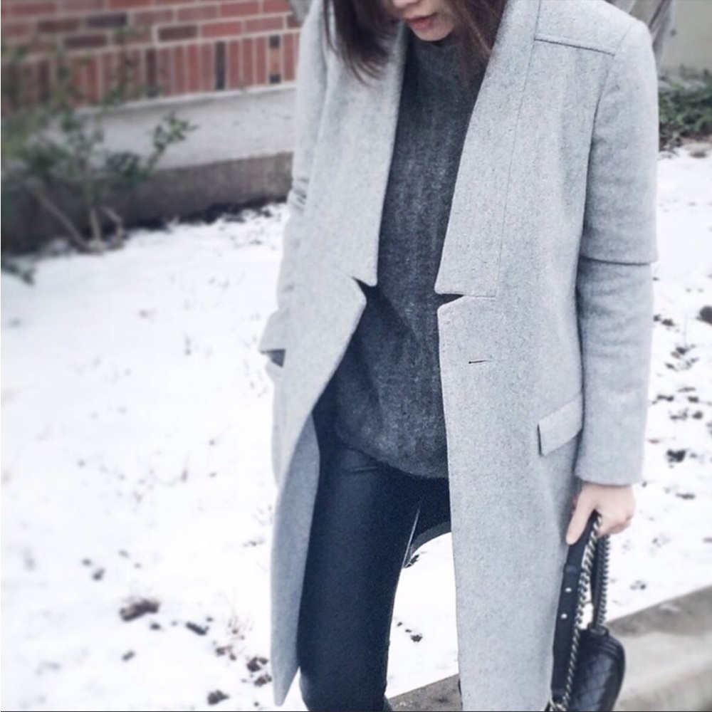Maje Long Wool Coat (light grey) size 6/8